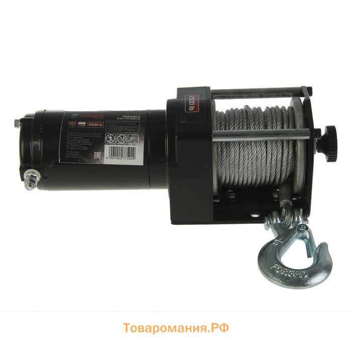 Лебедка электрическая ТУНДРА, 12V, 2500 lb (1.1 т), 1.2 л.с., до 3.3 м/мин, 4.8 мм × 12 м