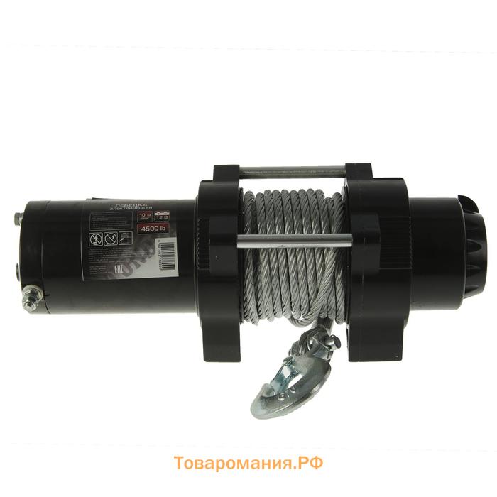 Лебедка электрическая ТУНДРА, 12V, 4500 lb (2 т), 2 л.с., до 6 м/мин, 6.5 мм × 10 м