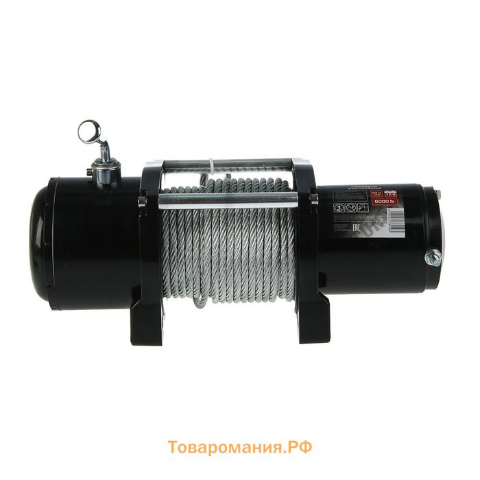 Лебедка электрическая ТУНДРА, 12V, 6000 lb (2.7 т), 3 л.с., до 8.5 м/мин, 7.2 мм × 24 м