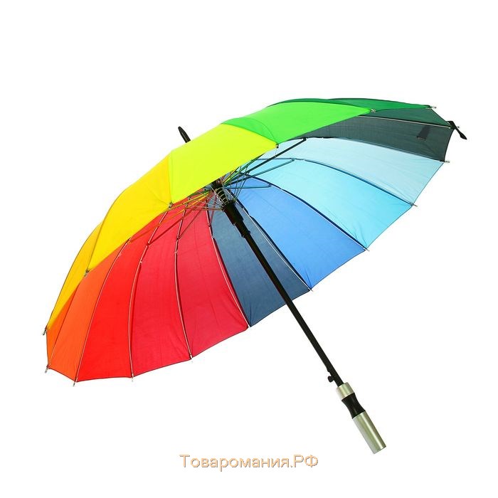 Зонт - трость полуавтоматический «Радужное настроение», эпонж, 16 спиц, R = 48 см, разноцветный