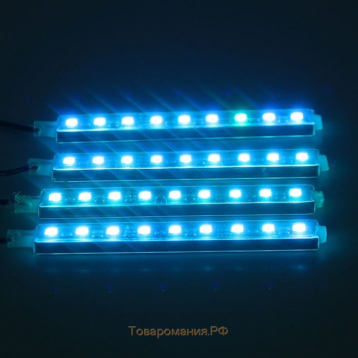 Подсветка салона 9 LED-5050, 14 см, пульт, светомузыка, мультисвет RGB, 4 шт