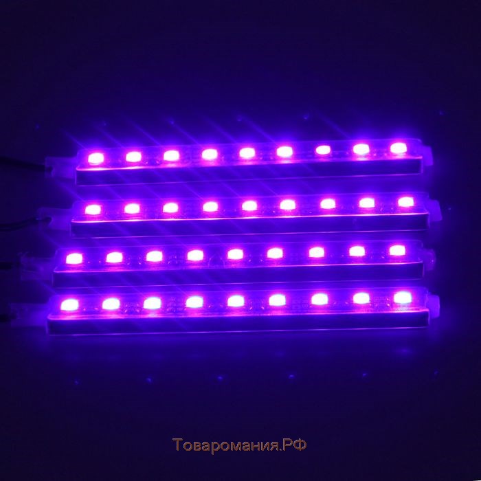 Подсветка салона 9 LED-5050, 14 см, пульт, светомузыка, мультисвет RGB, 4 шт