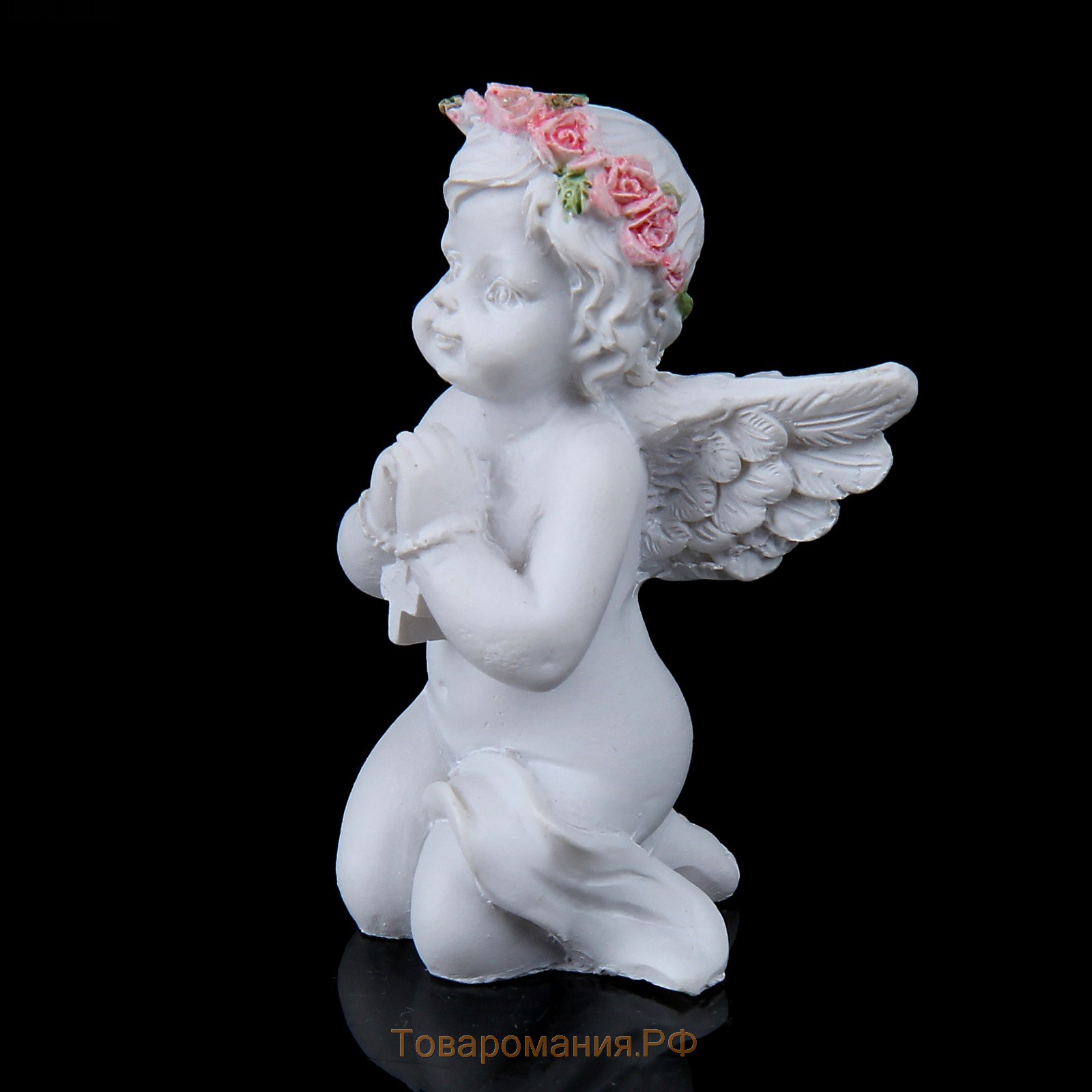 Сувенир полистоун "Ангел в венке из роз в молитве" МИКС 6х4х2,6 см