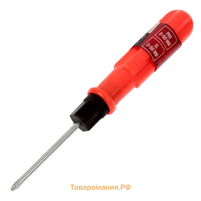 Отвертка комбинированная ЛОМ, 2 в 1, пластиковая рукоятка, PH0/SL3×60 мм