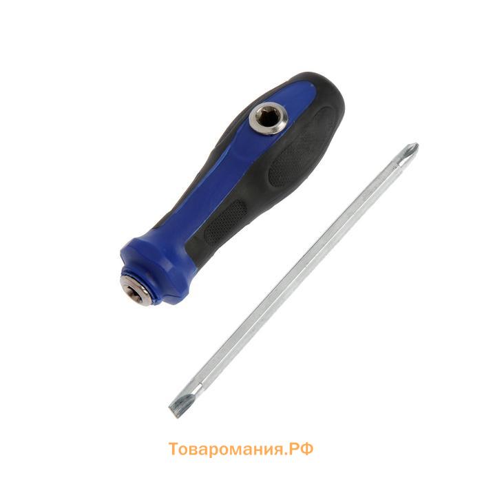 Отвертка комбинированная ТУНДРА, 3 в 1, магнит, двухкомпонентная рукоятка, PH2/SL6×125 мм