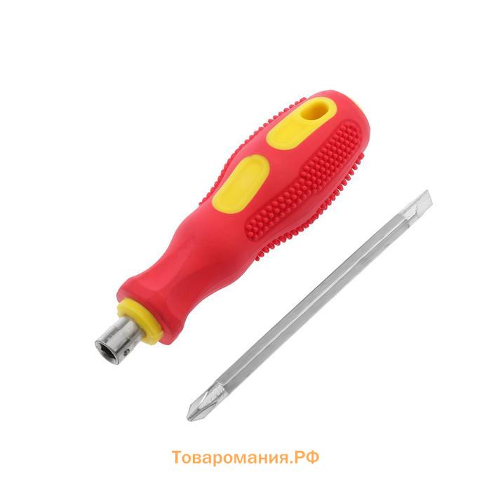 Отвертка комбинированная ЛОМ, 2 в 1, двухкомпонентная рукоятка, PH2/SL6×75 мм