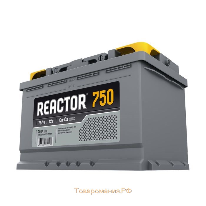 Автомобильный аккумулятор REACTOR 75 А/ч - 6 СТ АПЗ, прямая полярность