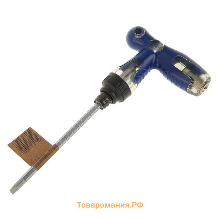 Отвертка комбинированная ТУНДРА, 3 в 1, реверс, 2К рукоятка, PH2/SL6×75-110 мм