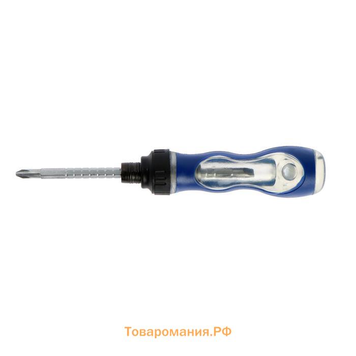 Отвертка комбинированная ТУНДРА, 3 в 1, реверс, 2К рукоятка, PH2/SL6×75-110 мм