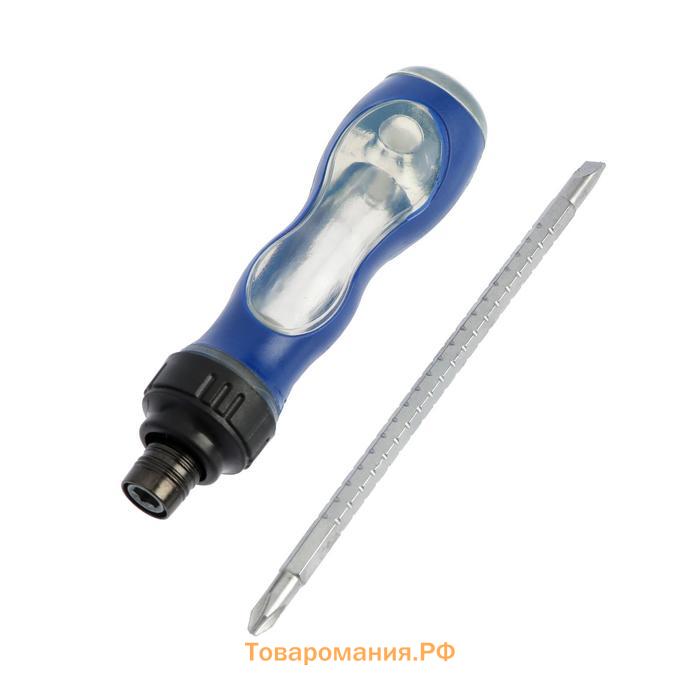Отвертка комбинированная ТУНДРА, 3 в 1, реверс, 2К рукоятка, PH2/SL6×75-110 мм