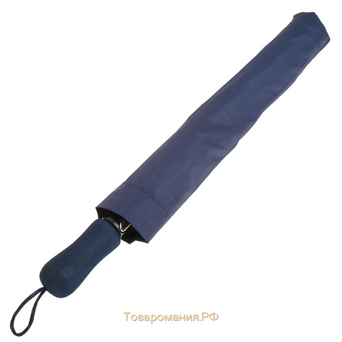 Зонт полуавтоматический «Однотонный», эпонж, 3 сложения, 8 спиц, R = 60 см, цвет синий