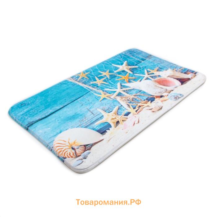 Коврики для ванной и туалета  «Ракушки», 3 шт., 37×45 см, 37×45 см, 45×75 см