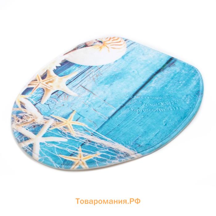 Коврики для ванной и туалета  «Ракушки», 3 шт., 37×45 см, 37×45 см, 45×75 см