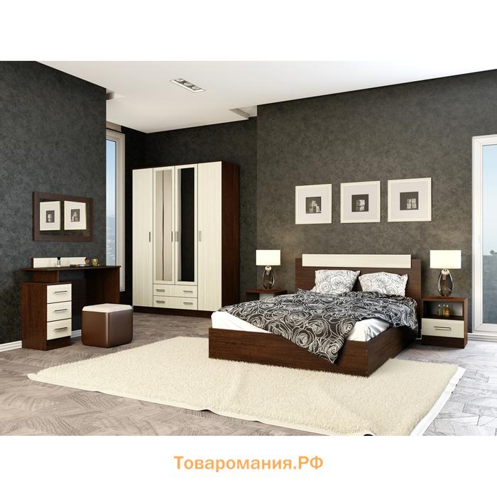 Шкаф двухстворчатый прямой «Дуэт», 2 ящика, 800×480×2200 мм, цвет венге/лоредо