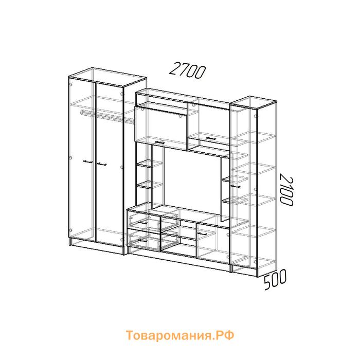Гостиная «Марта», 2700×500×2100 мм, цвет ясень шимо светлый/ясень шимо тёмный