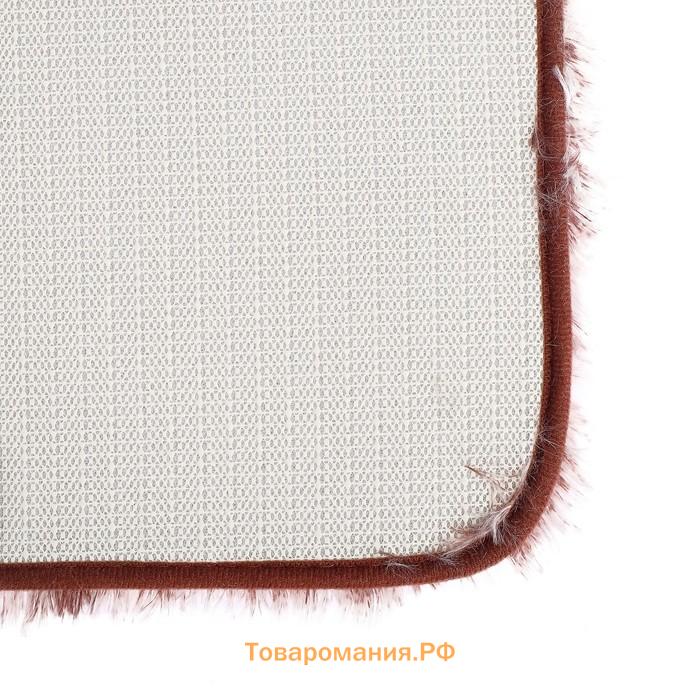 Коврики для ванной и туалета  «Пушистик», 2 шт., 38×40, 40×60 см, коричневые