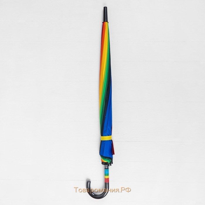 Зонт - трость полуавтоматический «Радуга», эпонж, 16 спиц, R = 61 см, разноцветный