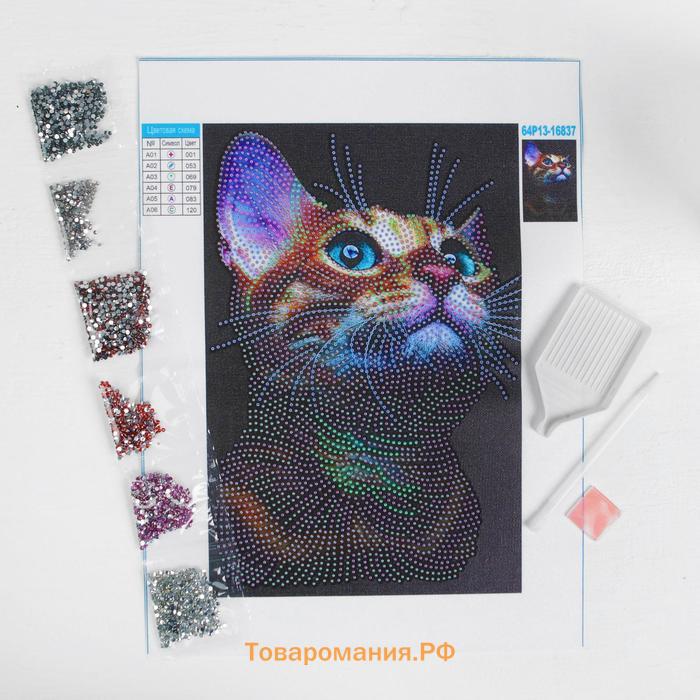 Алмазная мозаика с частичным заполнением на холсте «Взгляд кошки», 20 х 30 см