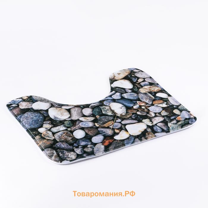 Коврики для ванной и туалета  «Галька», 2 шт., 40×50, 50×80 см