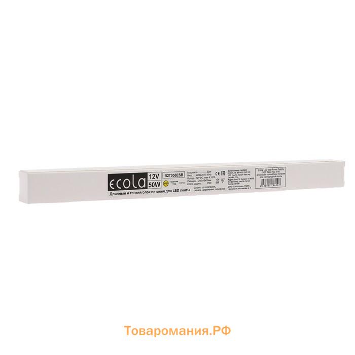 Узкий блок питания Ecola для светодиодной ленты 12 В, 50 Вт, IP20