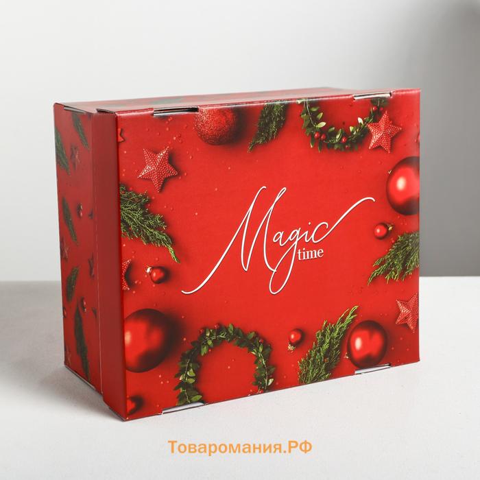 Коробка подарочная новогодняя складная «Magic time», 30 х 24.5 х 15 см, Новый год