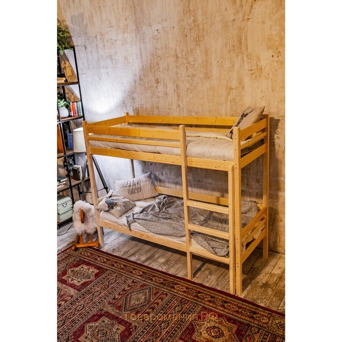 Детская двухъярусная кровать «Дональд», 700×1900, массив сосны, без покрытия