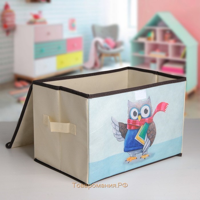 Короб стеллажный для хранения с крышкой «Умная сова», 39×25×25 см