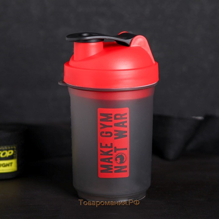 Шейкер спортивный «Занимайся спортом», красно-чёрный, с чашей под протеин, 500 мл