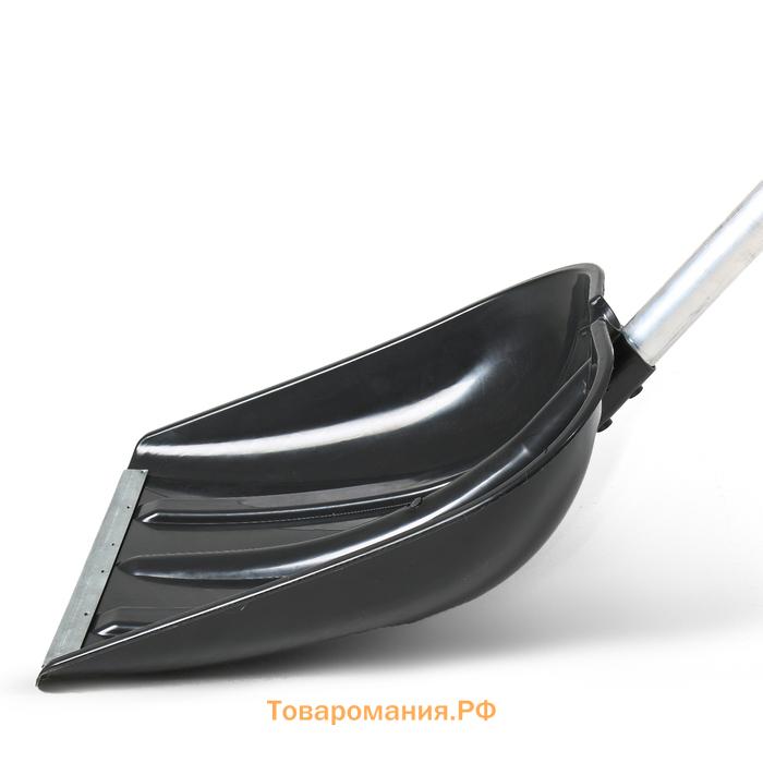 Лопата для уборки снега, пластиковый ковш 410×418 мм, оцинкованная планка, алюминиевый черенок, «Метель»