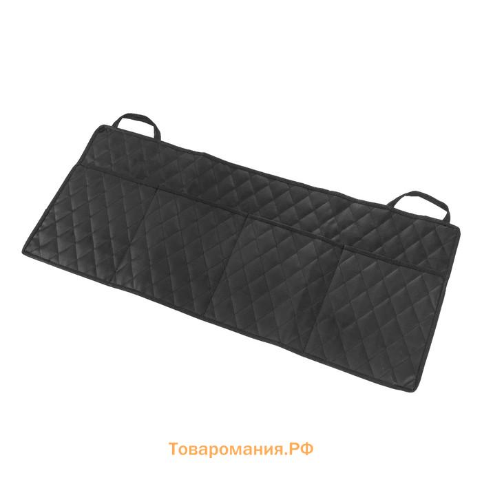 Органайзер на спинку сиденья в багажник Cartage, экокожа, ромб, черный, 95×40 см