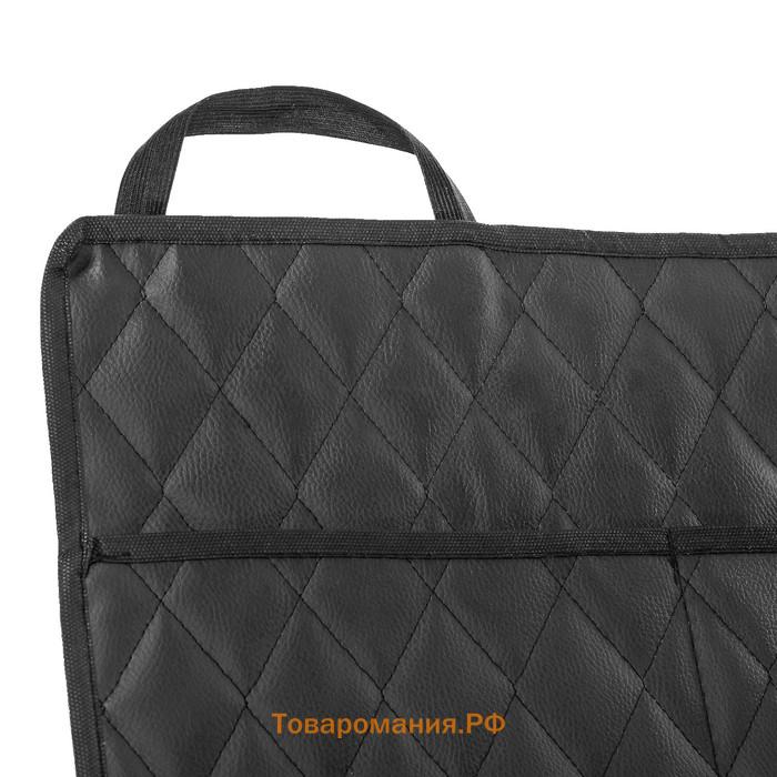 Органайзер на спинку сиденья в багажник Cartage, экокожа, ромб, черный, 95×40 см