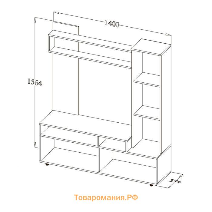 Мини-стенка в гостиную Клик Мебель «Лира», 1600×1400×380 мм, шимо тёмный/шимо светлый