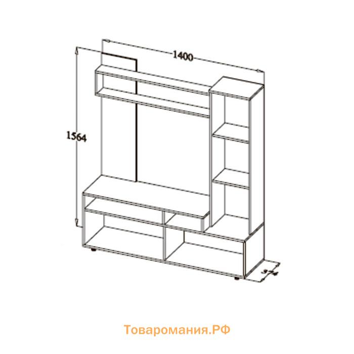 Мини-стенка в гостиную Клик Мебель «Лира», 1600×1400×380 мм, цвет венге/дуб молочный