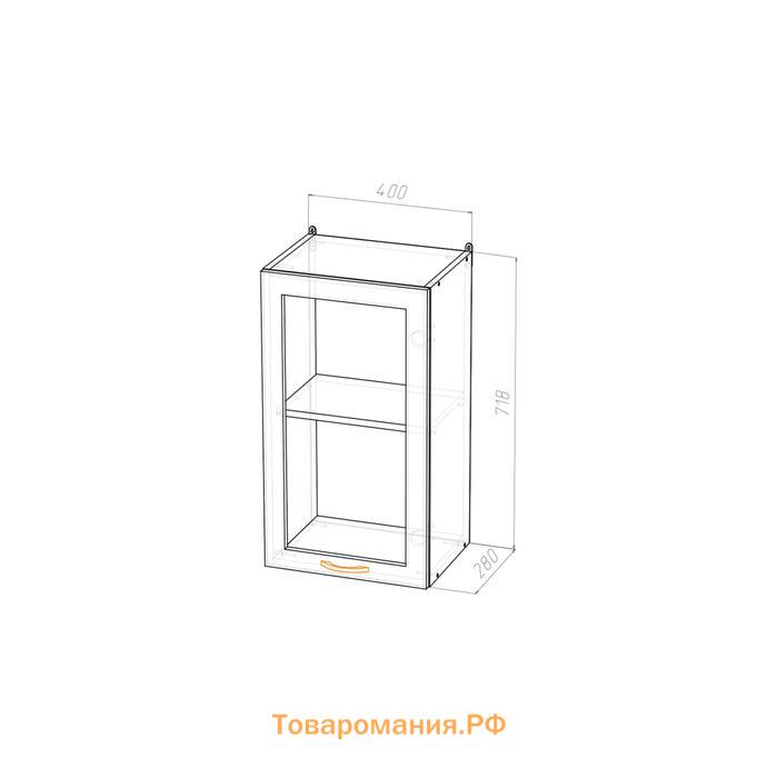 Шкаф навесной Сабрина 400х300х720 с витриной  венге/дуб сонома