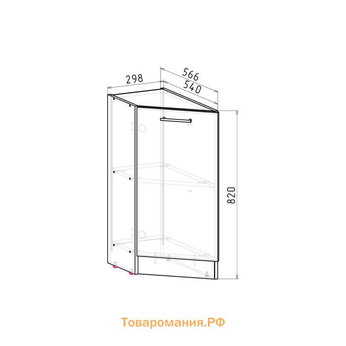 Шкаф напольный Лариса 300х600х850 завершающий левый закрытый белый/латте/кантри