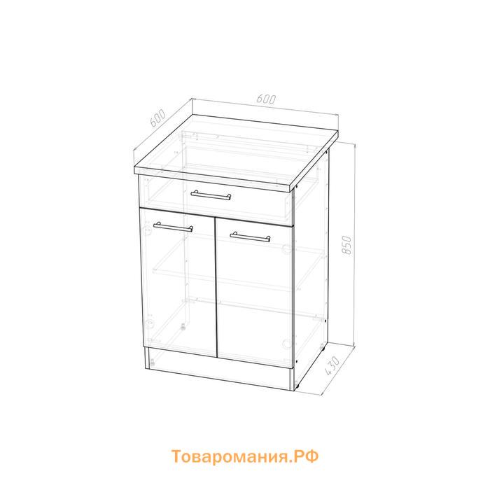 Шкаф напольный Кира 600х600х850 1 ящик и 2 дверцы  венге/Квадро шимо темный/малага