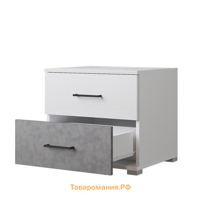 Тумба прикроватная Nova, 500×410×452 мм, цвет белый/бетон