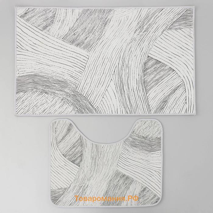 Коврики для ванной и туалета  «Тига», 2 шт., 50×80 см, 50×40 см, форма МИКС