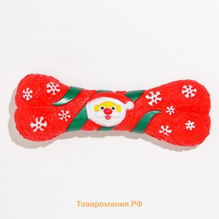 Игрушка для собак пищащая "Новогодняя кость", виниловая, 18 х 5,6 х 4 см