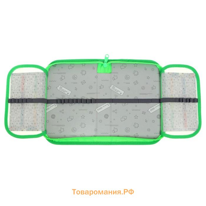 Пенал 1 секция, 130 х 210 х 40 мм, 2 откидные планки, тканевый, Calligrata TOP, Content "Дино"