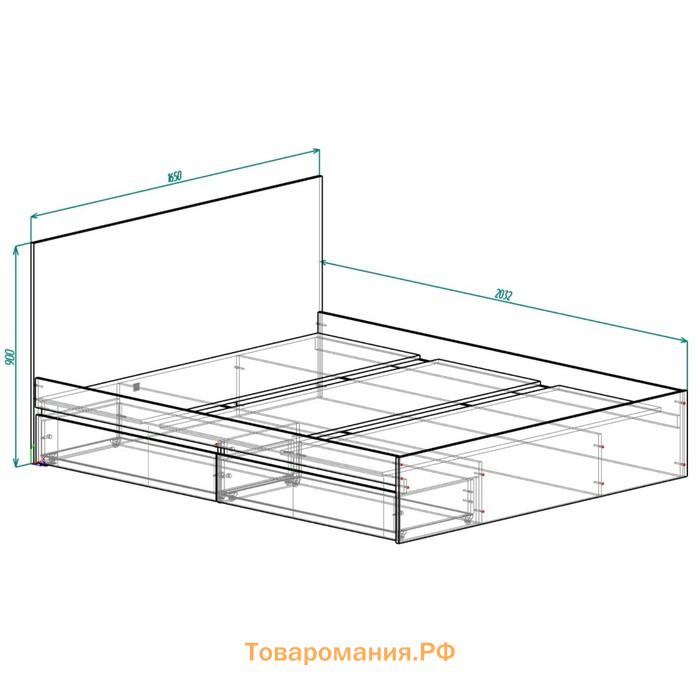 Кровать Клик Мебель «Мадера», с ящиками и основанием, спальное место 1600×2000 мм, цвет белый