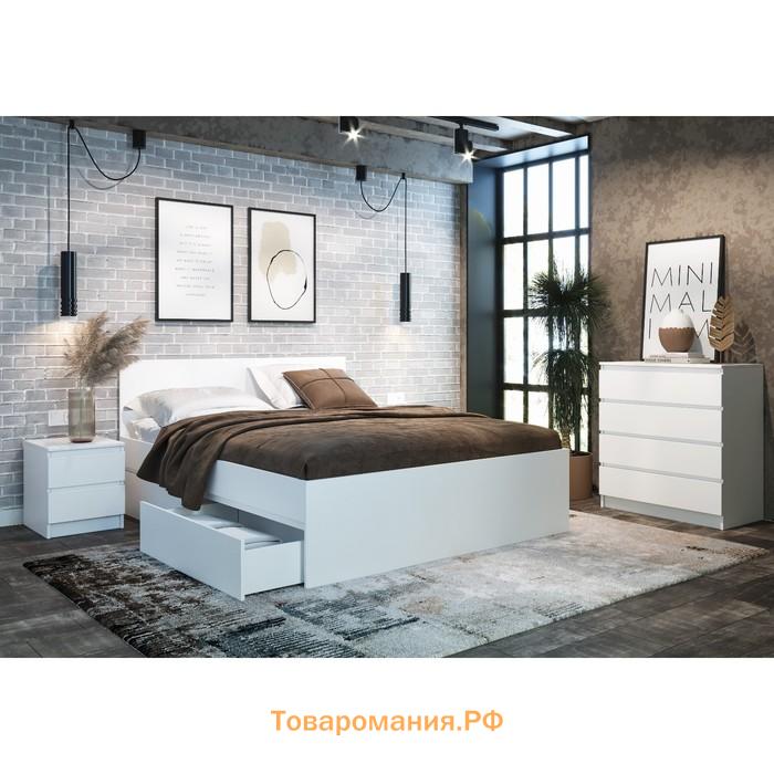 Кровать Клик Мебель «Мадера», с ящиками и основанием, спальное место 1600×2000 мм, цвет белый