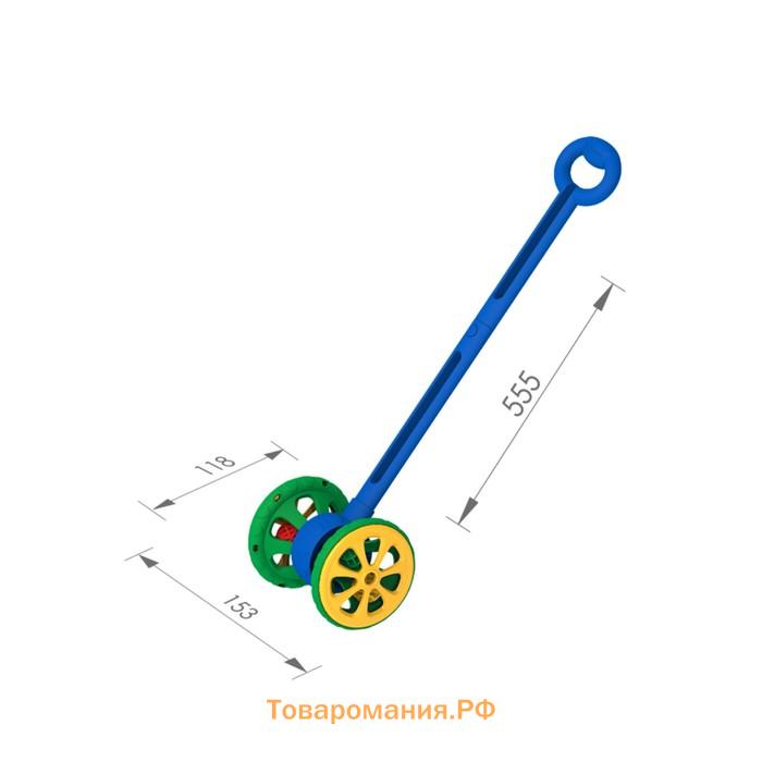 Каталка «Весёлые колёсики», с шариками, цвет сине-зелёный