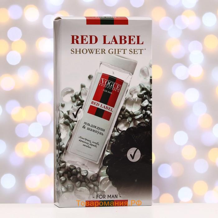 Подарочный набор мужской Red Label: гель для душа 250 мл + мочалка микс