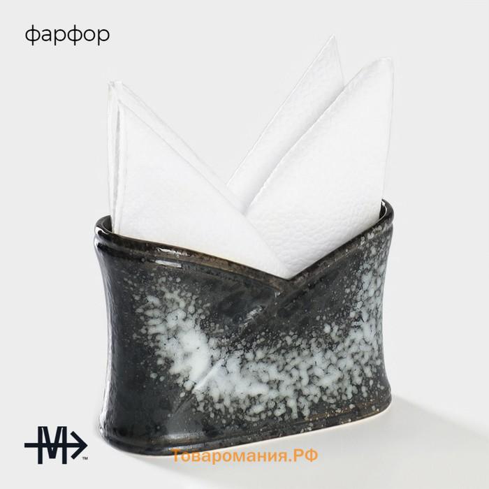 Салфетница Magistro «Ночной дождь», 12×5.7×8.2 см, фарфор, чёрная