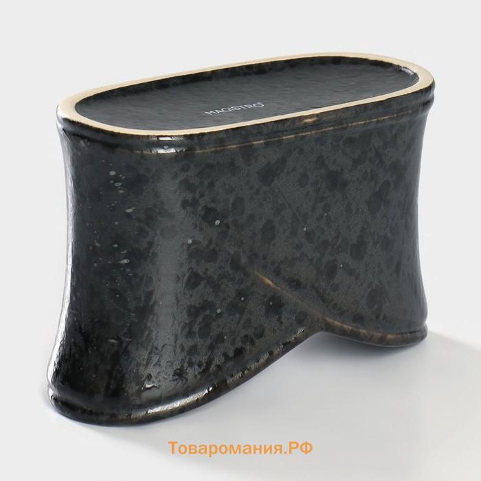 Салфетница Magistro «Ночной дождь», 12×5.7×8.2 см, фарфор, чёрная