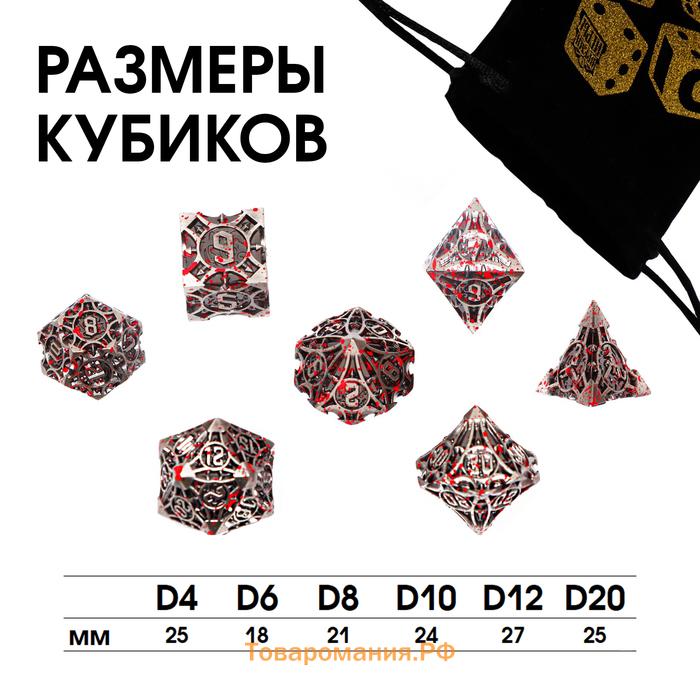 Набор кубиков для ДнД, 7 шт., кровавые