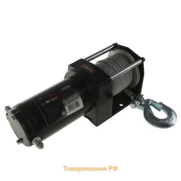 Лебедка электрическая ТУНДРА, 12V, 2500 lb (1.1 т), 1.2 л.с., до 3.3 м/мин, 4.8 мм × 12 м