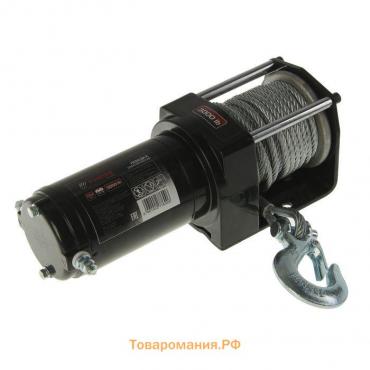 Лебедка электрическая ТУНДРА, 12V, 3000 lb (1.4 т), 1.2 л.с., до 3.3 м/мин, 4.8 мм × 12 м