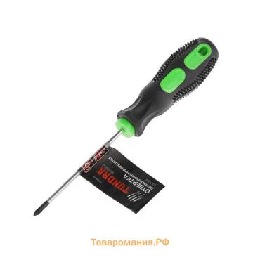 Отвертка крестовая ТУНДРА, сатин, магнит, двухкомпонентная рукоятка, PH0×75 мм